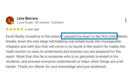 Lina - BC real estate exam preparation student review
