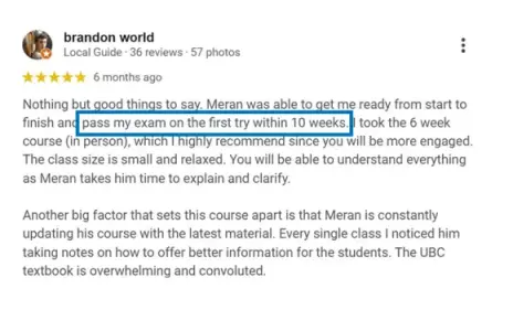 Brandon - real estate exam prep success story British Columbia