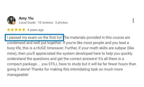 Amy - student review real estate licensing exam preparation
