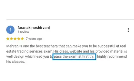 Faranak - real estate exam prep success story British Columbia