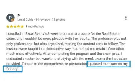 Peter - student review real estate licensing exam preparation