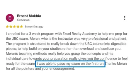 Ernest - student experience preparing for UBC real estate exam