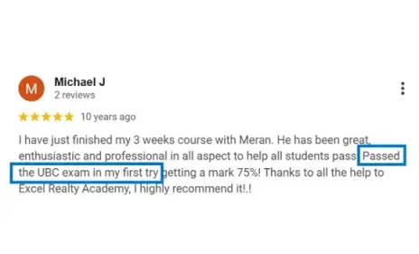 Michael - real estate exam prep success story British Columbia
