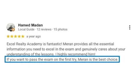 Hamed - UBC real estate exam student success review