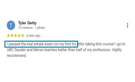Tyler - student experience preparing for UBC real estate exam